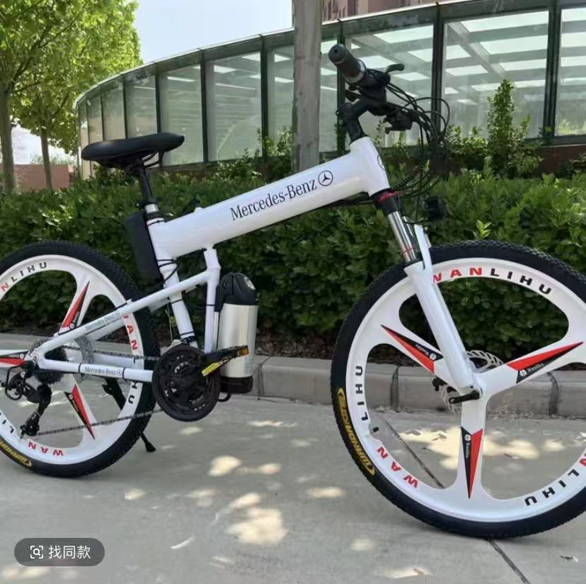 梅赛德斯奔驰锂电三合一助力自行车折叠减震26寸27速越野通勤代步