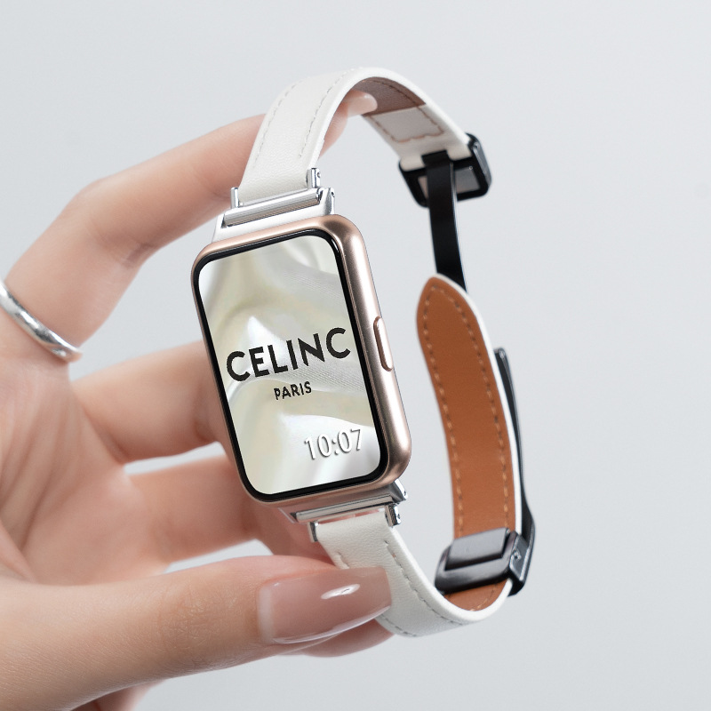 适用于华为FIT4Pro表带磁吸折叠扣皮带华为手表fit3/2皮质腕带女