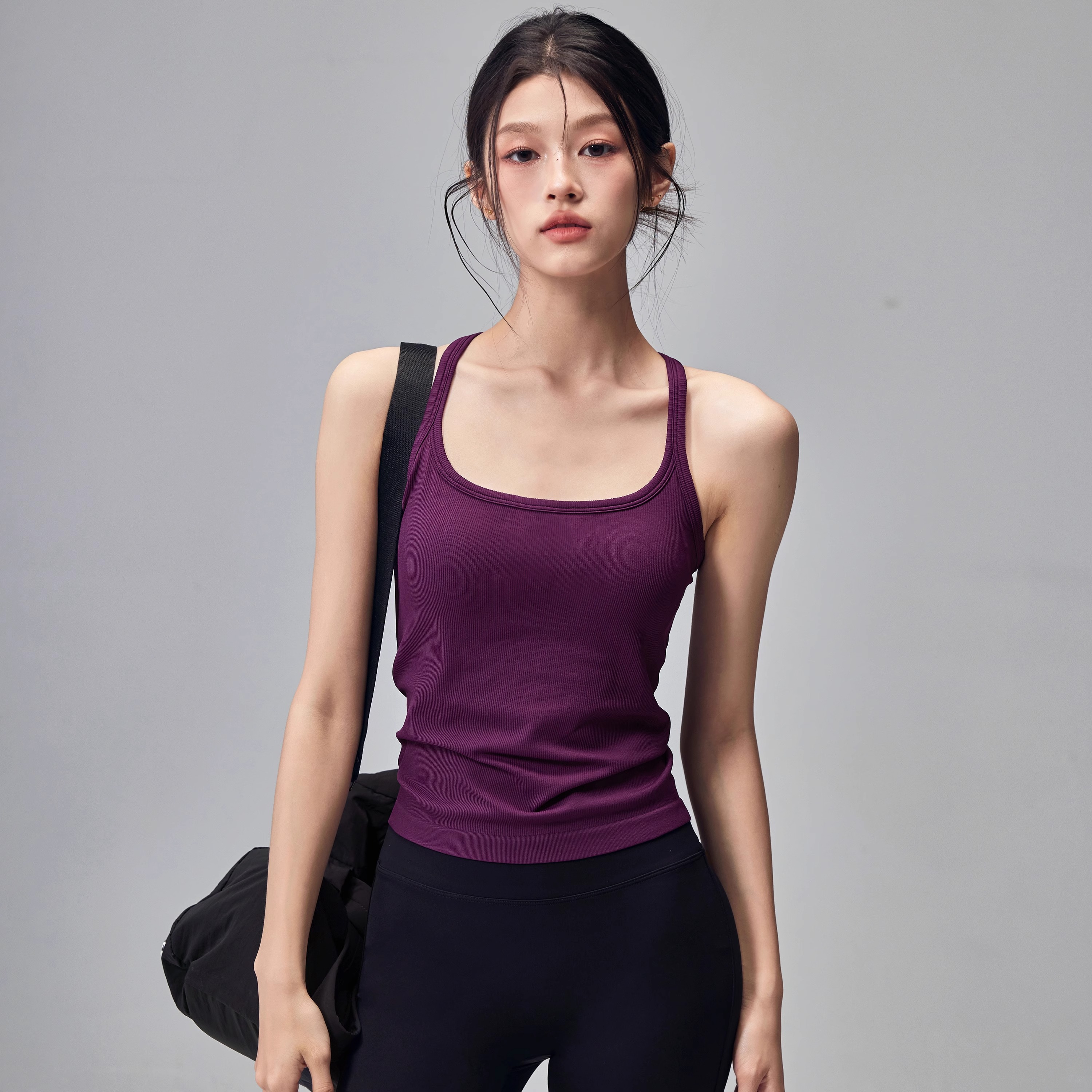 云端贝壳工字瑜伽背心外穿普拉提防震透气一体式普拉提健身瑜伽服