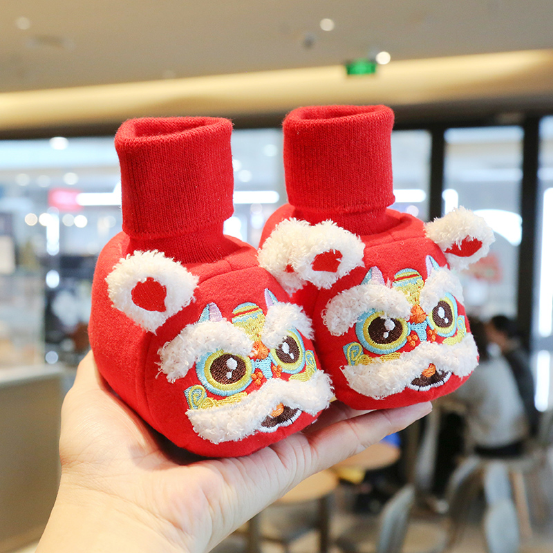 秋冬虎头棉鞋小婴儿1周岁男宝宝老虎步前鞋加绒防滑一岁学步鞋子