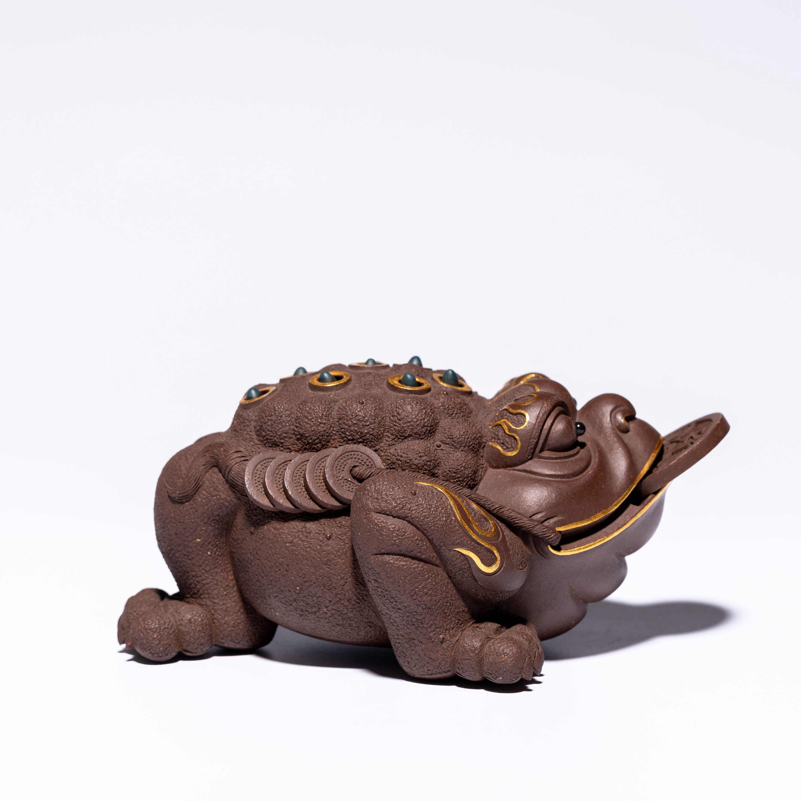 李爱民紫砂茶宠 摆件 七星金蟾紫泥 尺寸 长16CM 宽9CM