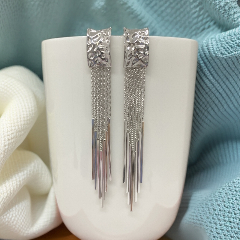 925银耳饰 夸张长款流苏耳钉女气质高级感耳坠新款网红耳饰爆款
