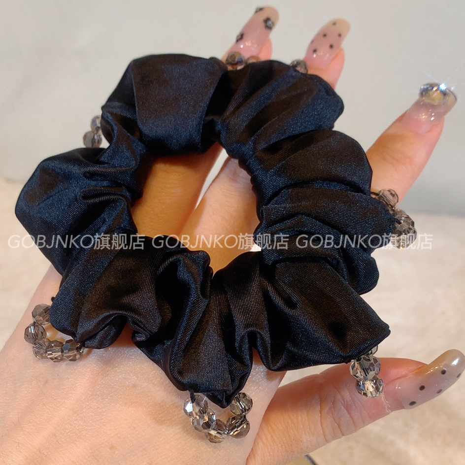 GOBJNKO韩版气质大肠圈发绳气质时尚百搭黑色复古法式简约ins发圈