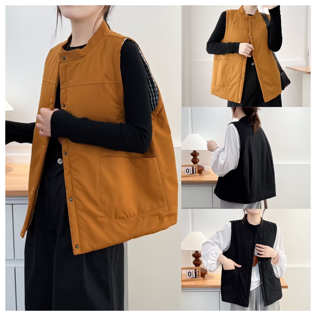 轻薄百搭微胖mm大板型大码女装无袖马甲背心马夹外套上衣秋冬新款