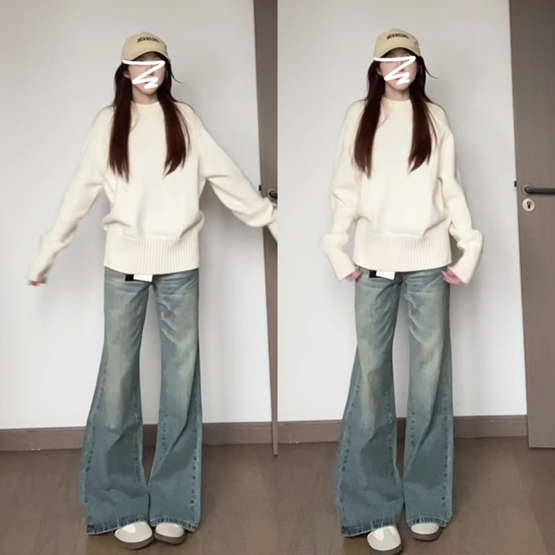 白色套头毛衣女秋冬季2026新款慵懒高级感加厚内搭打底针织衫上衣