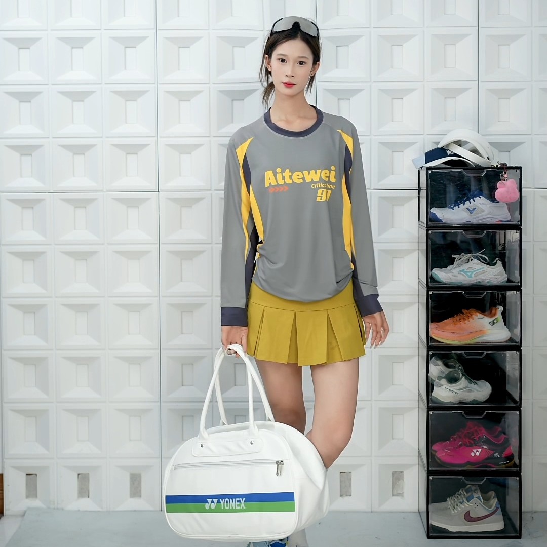 新款羽毛球休闲上衣男女夏季比赛服队服美式速干透气户外运动长袖