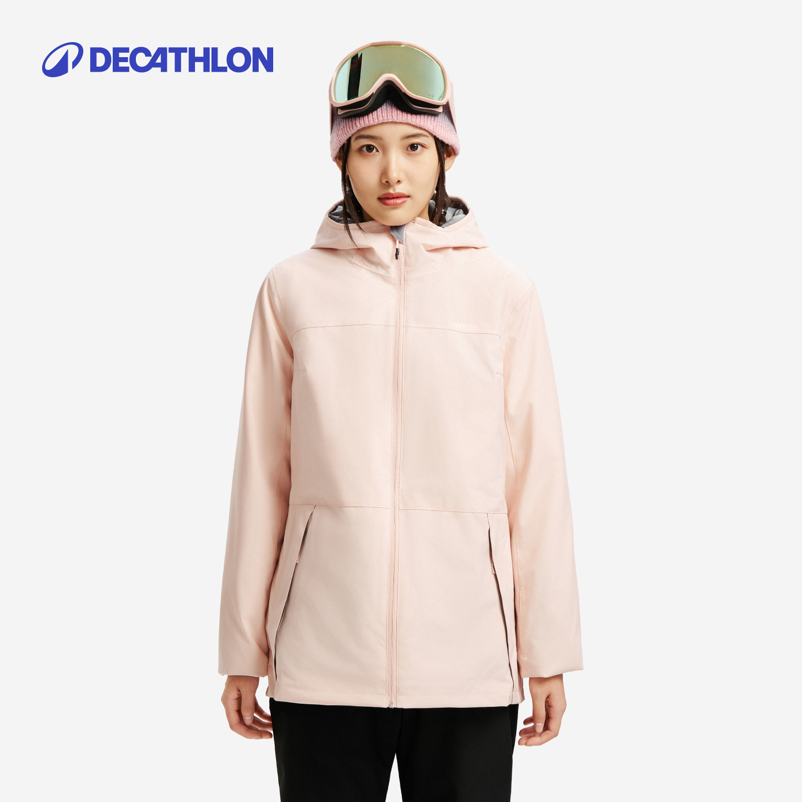 迪卡侬滑雪棉服女运动防风保暖带雪裙防水初学加厚保暖日常328197