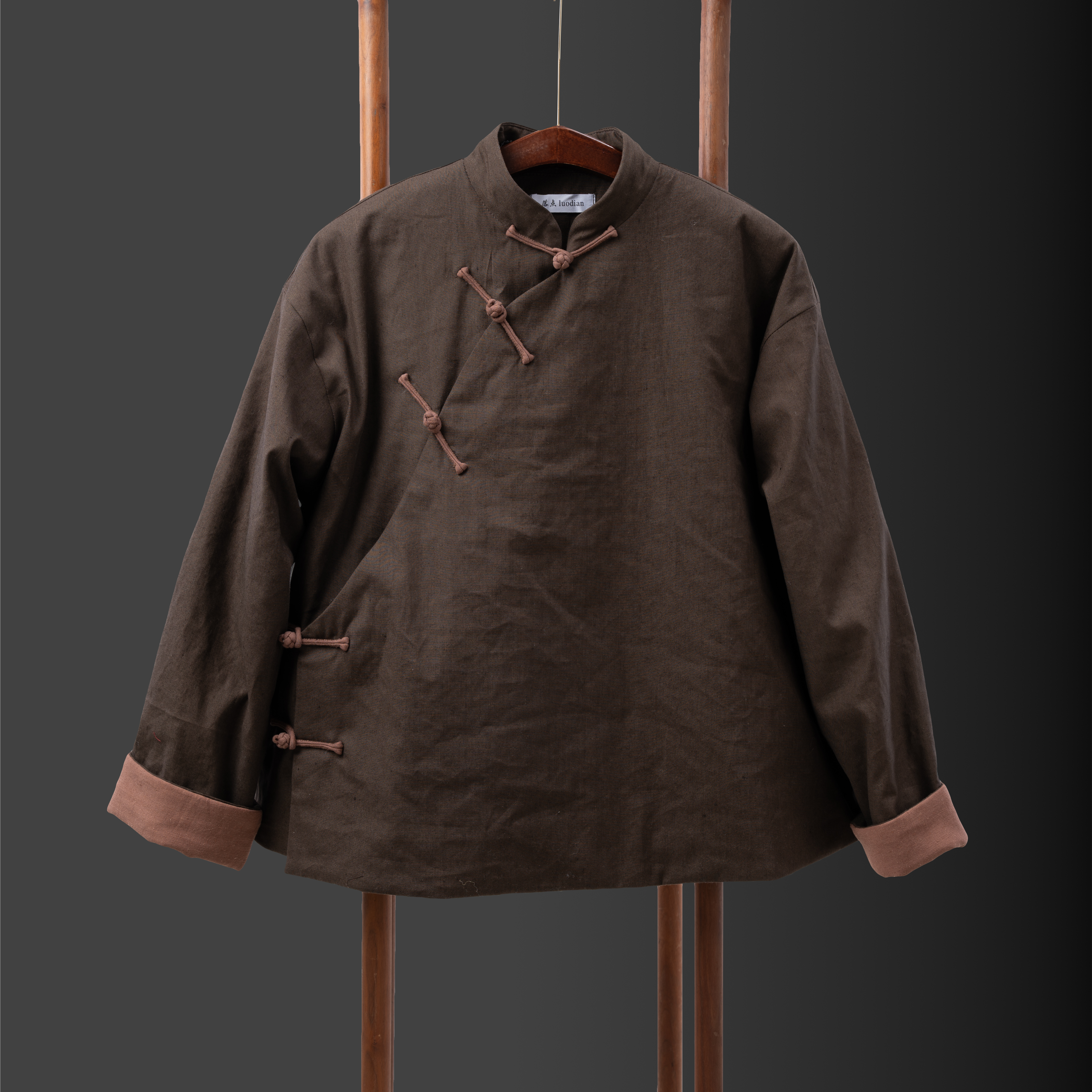 落肩袖常规款保暖亚麻民族风长袖中国风文艺秋冬立领斜襟中式