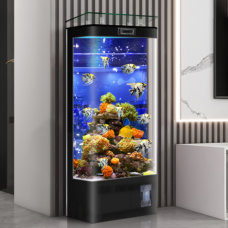 2025新款一体大型鱼缸客厅家用立式电视柜子旁智能生态玻璃金鱼缸