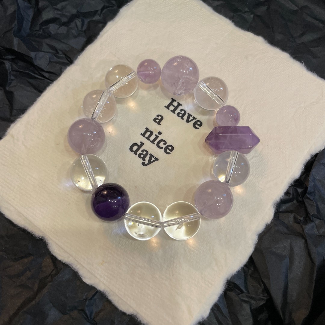 【登高处】+14m白水+14m紫水+10m紫水+16m紫水原创天然水晶TY197