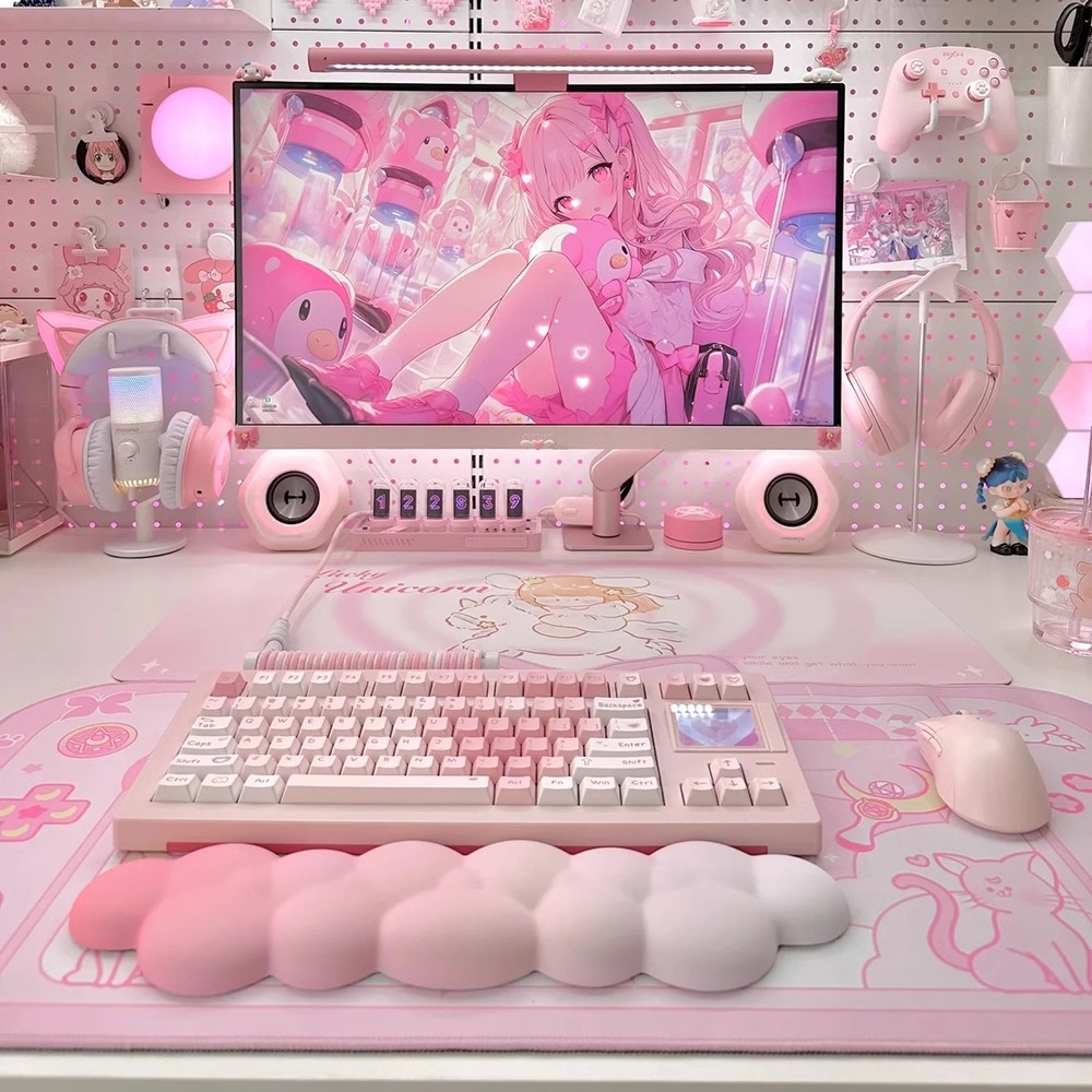 渐变棉花糖云朵键盘手托护腕垫鼠标手腕托鼠标垫护腕可爱游戏女生