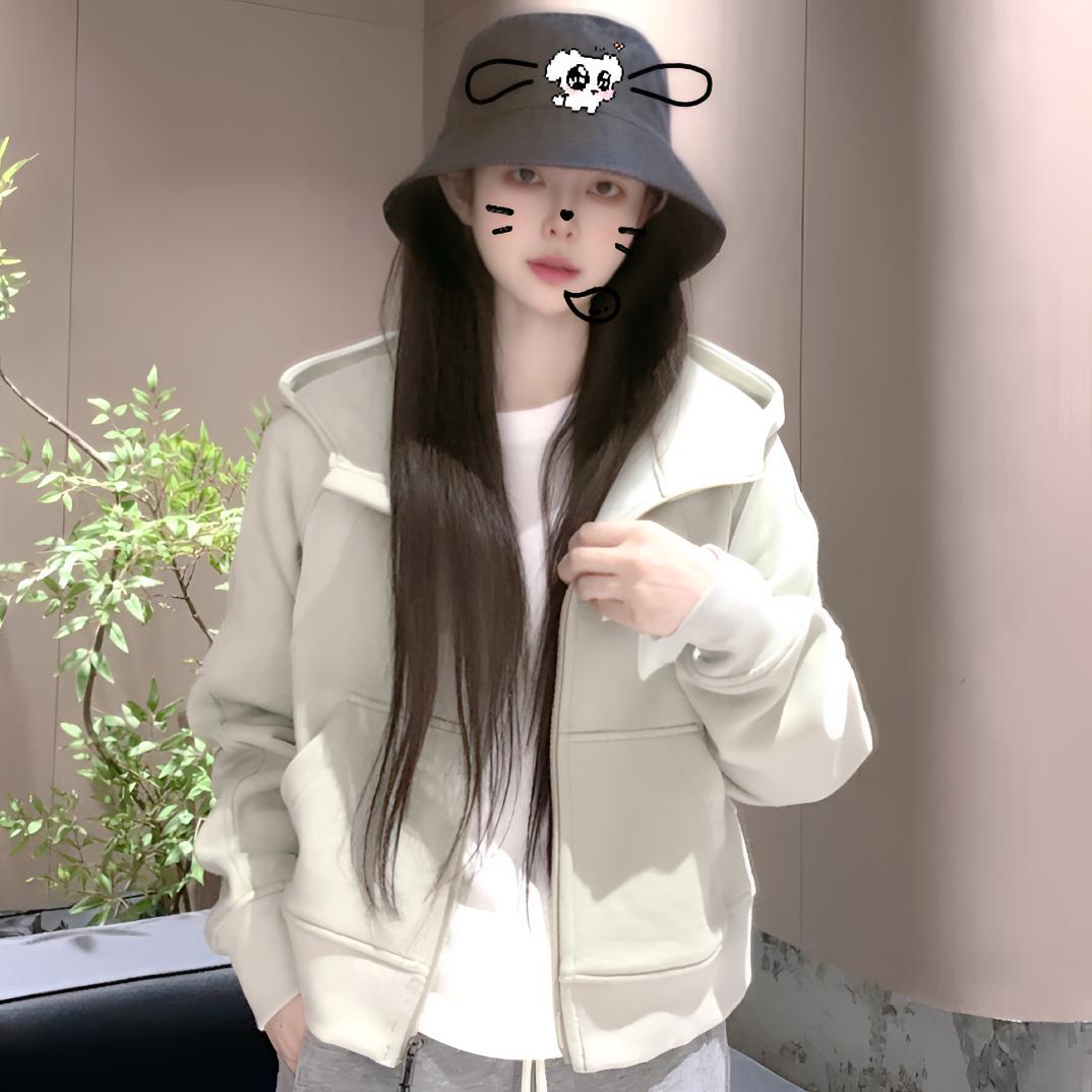 宿慕SUMU加绒连帽卫衣外套女2025新款韩版宽松上衣小雨女装1616