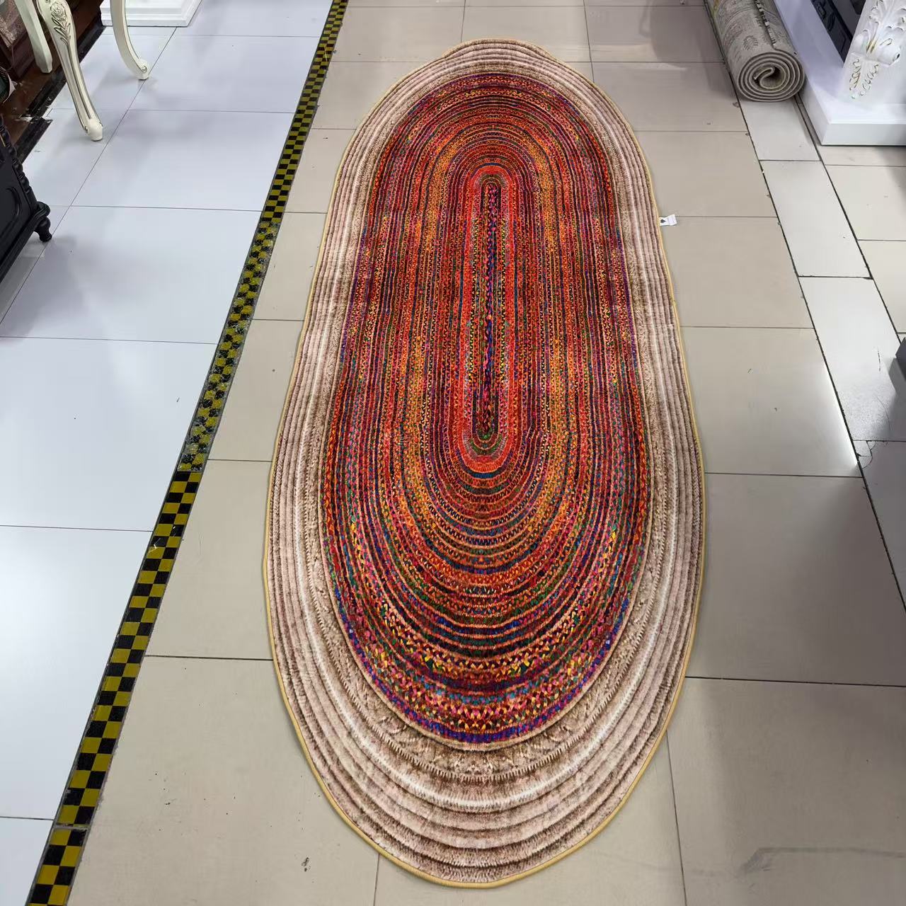 天鹅绒椭圆形5D垫卧室家用防滑裁剪