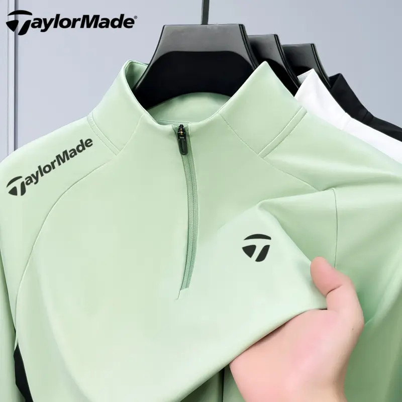 Taylormade泰勒梅高尔夫男装2025秋冬男士长袖polo衫运动立领t恤