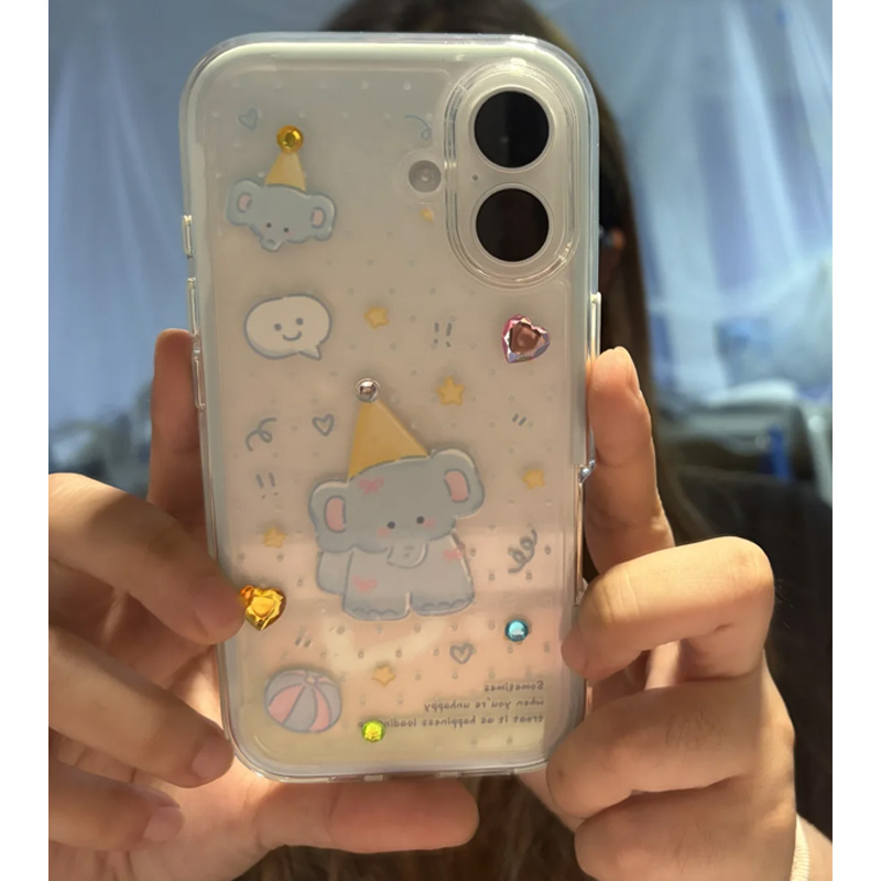 欧克里里蓝色大象钻石贴纸适用苹果16promax手机壳15/14/13/12/11