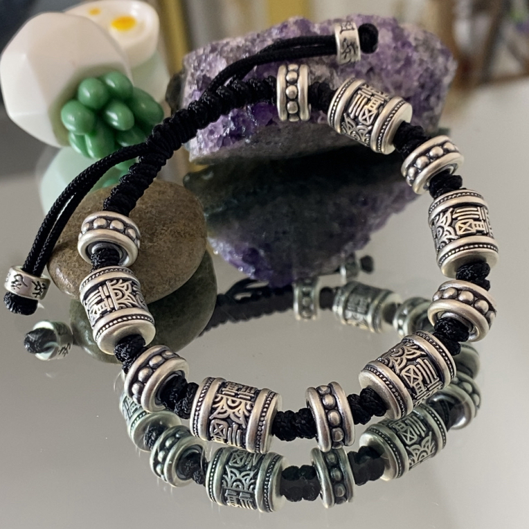 足银锦纶手链 足银999五福手链男女同款时尚休闲百搭情侣款