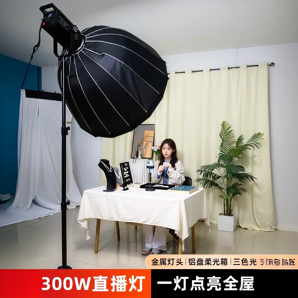 纪曼图300w大功率直播灯专业深抛格栅打光主播拍摄专用室内补光灯