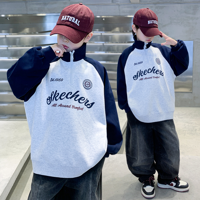 男童卫衣秋季中大童春秋长袖2025新款立领打底衫韩版儿童休闲上衣