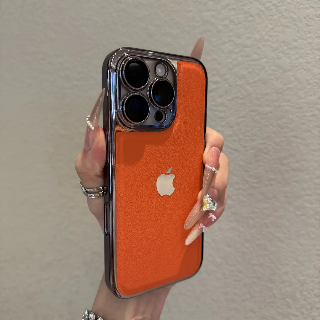 高级电镀荔枝皮纹适用苹果17promax手机壳iphone16全包15时尚14
