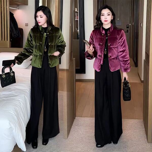 新中式国风盘扣短款棉服女2025冬季新款洋气立领加厚保暖棉袄外套