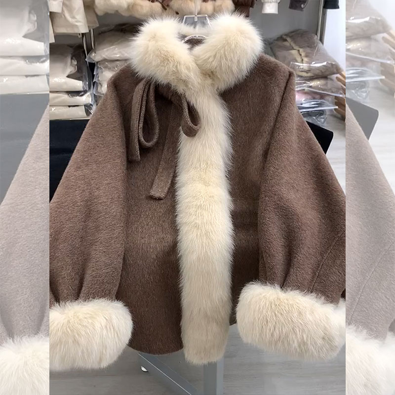 冬季新款毛茸茸保暖外套女时尚百搭气质上衣轻熟风设计感外搭衣服