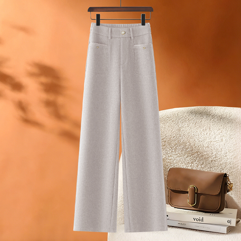 软糯羊毛呢阔腿裤女冬季2025新款加厚保暖高腰显瘦抗皱休闲直筒裤