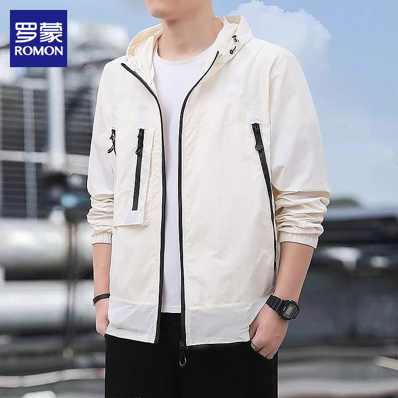 罗蒙冰丝防晒衣男士夏季新款透气凉感皮肤衣潮流防晒服外套男装