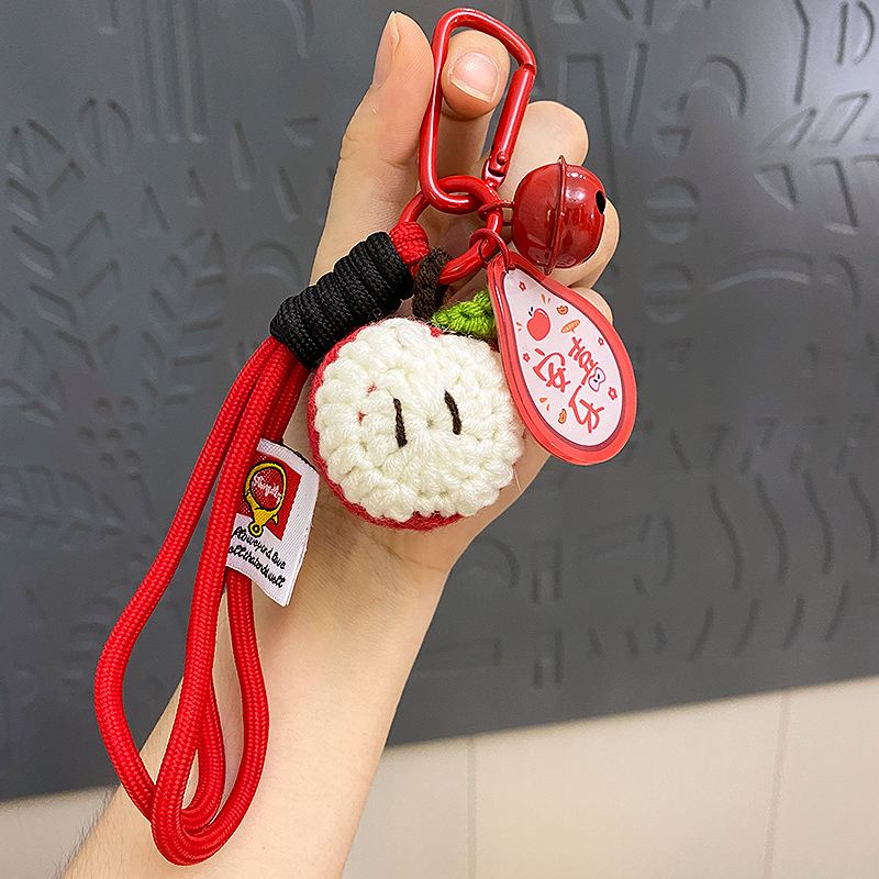 毛线钩织红苹果圣诞节平安喜乐钥匙扣编织卡通挂件可爱书包挂饰
