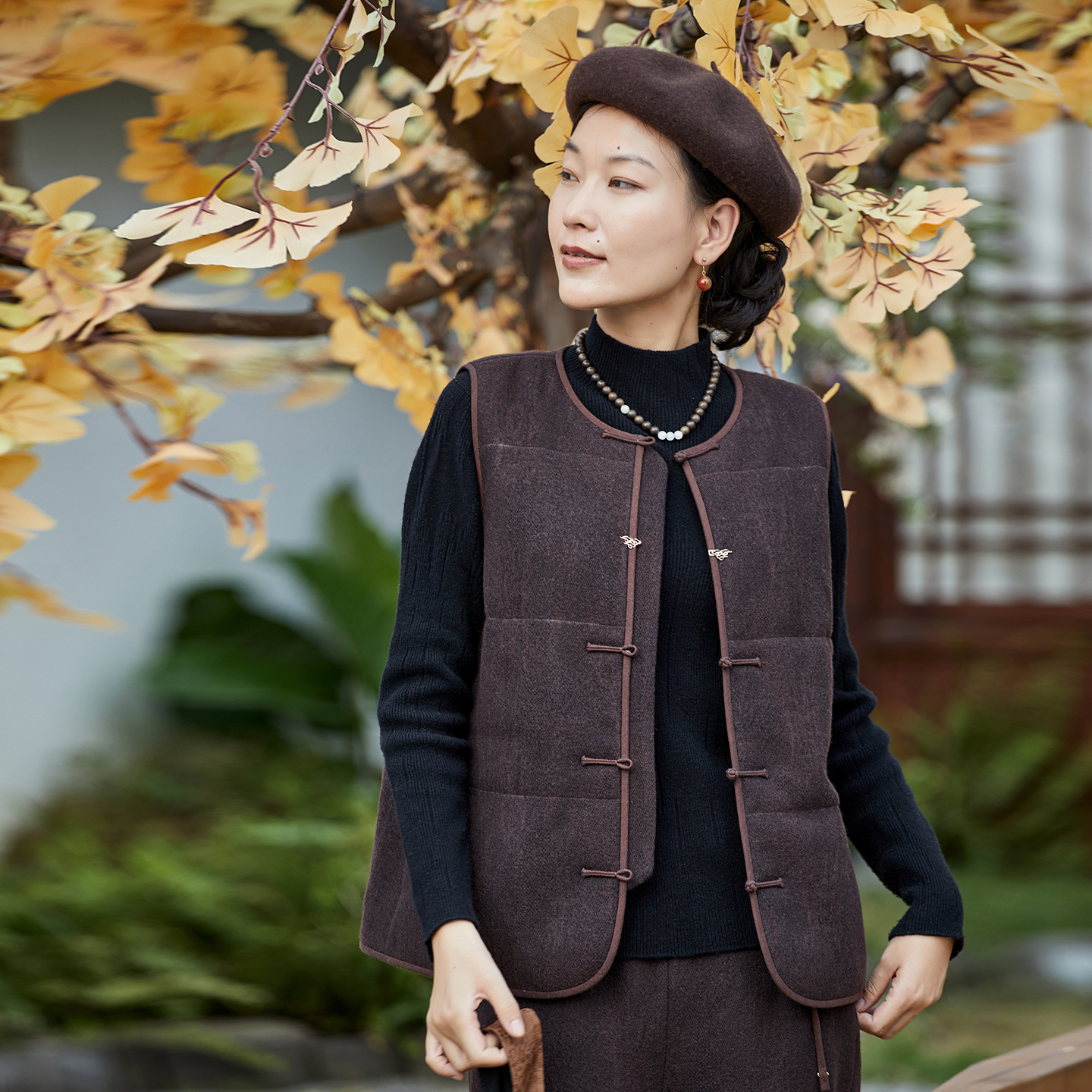 布小匠原创设计羊毛混纺夹棉马夹女2025新款冬季新中式复古马甲