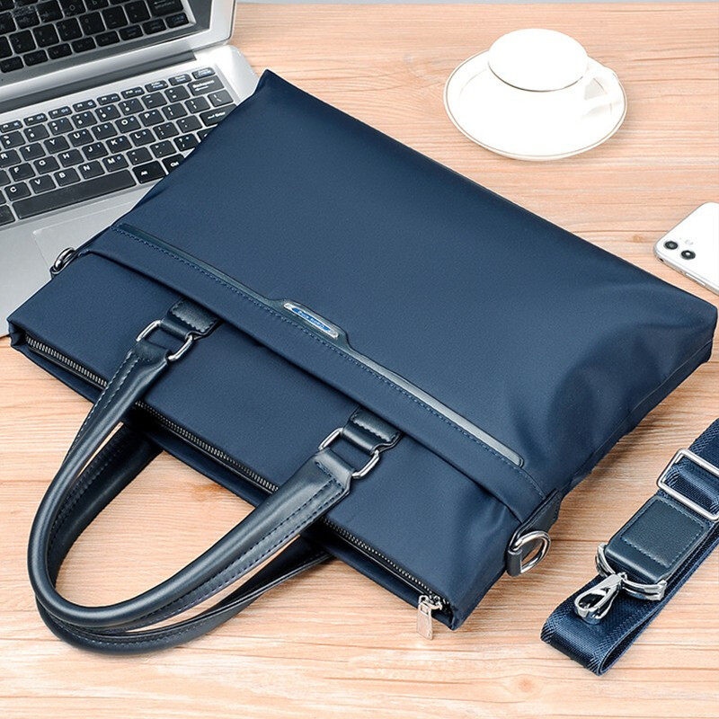 男士手提包商务电脑包公文包可单肩斜挎包牛津布文件袋开会会议包