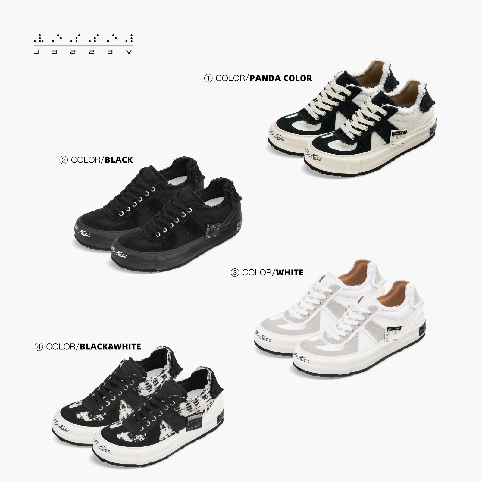 XVESSEL【吴建豪同款】黑尾德训黑灰粗花呢黑魂低帮时尚潮流百搭