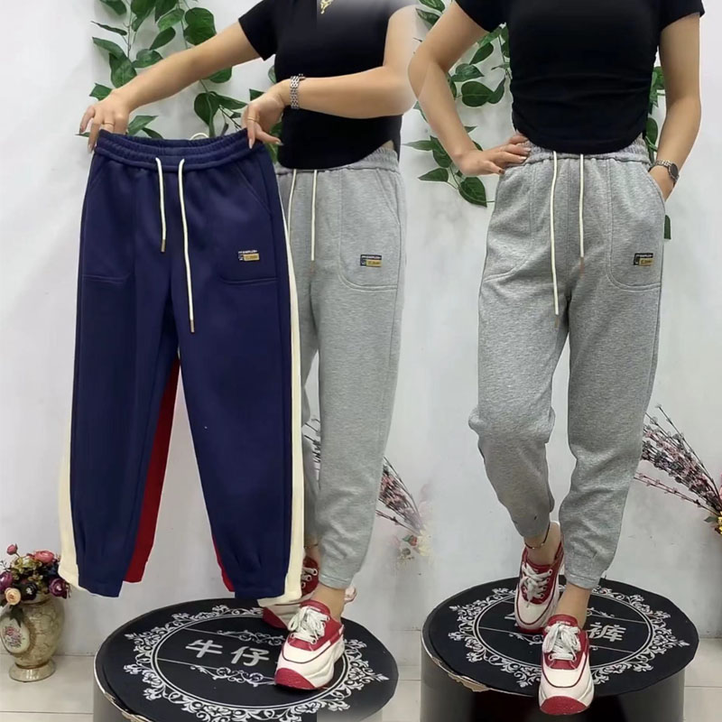 加厚印染哈伦裤宽松百搭休闲裤冬季厚款显瘦卫裤女高腰秋冬运动裤