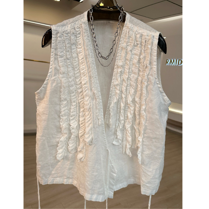 欧洲站高端2025夏季新款女装白色马甲无袖外套高级感穿搭上衣欧货