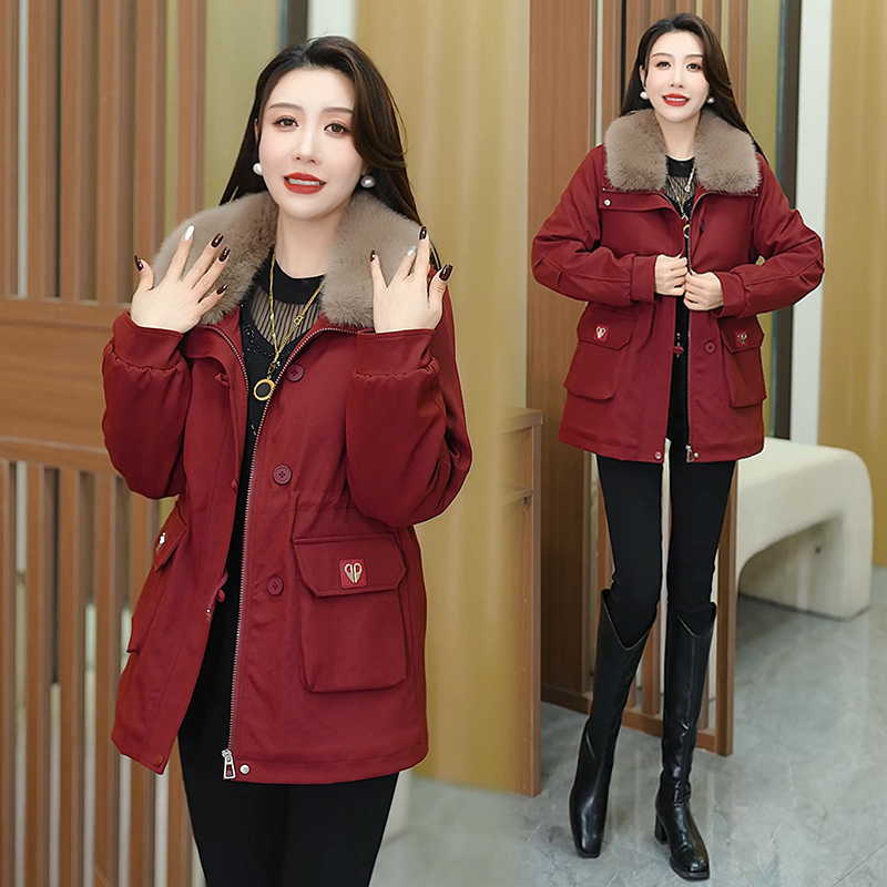加绒加厚派克服女2025冬季新款时尚宽松遮肉显瘦休闲毛领中长外套