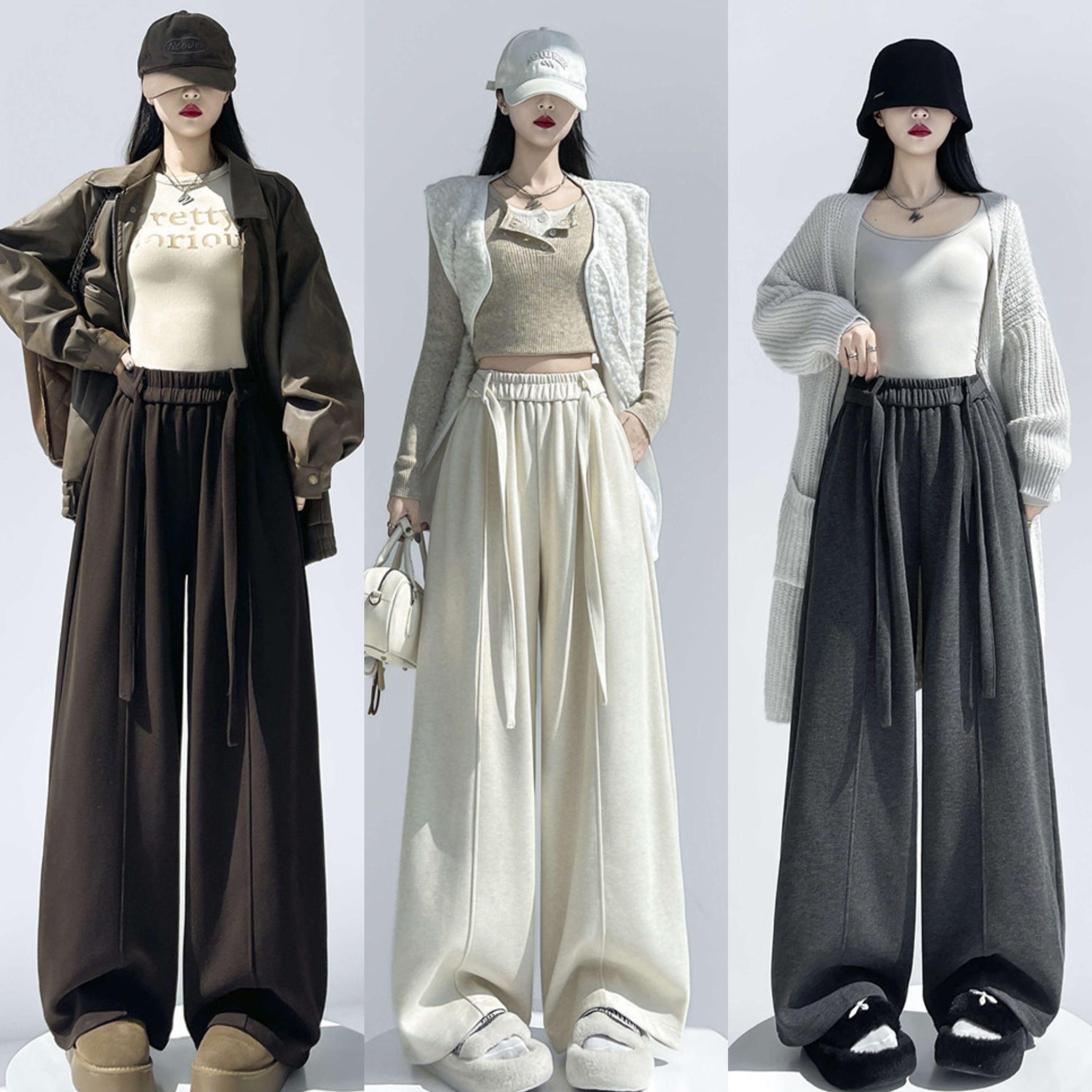 新年特辑（原版清仓）羊绒毛呢立体线条设计显瘦窄版弯刀阔腿裤01