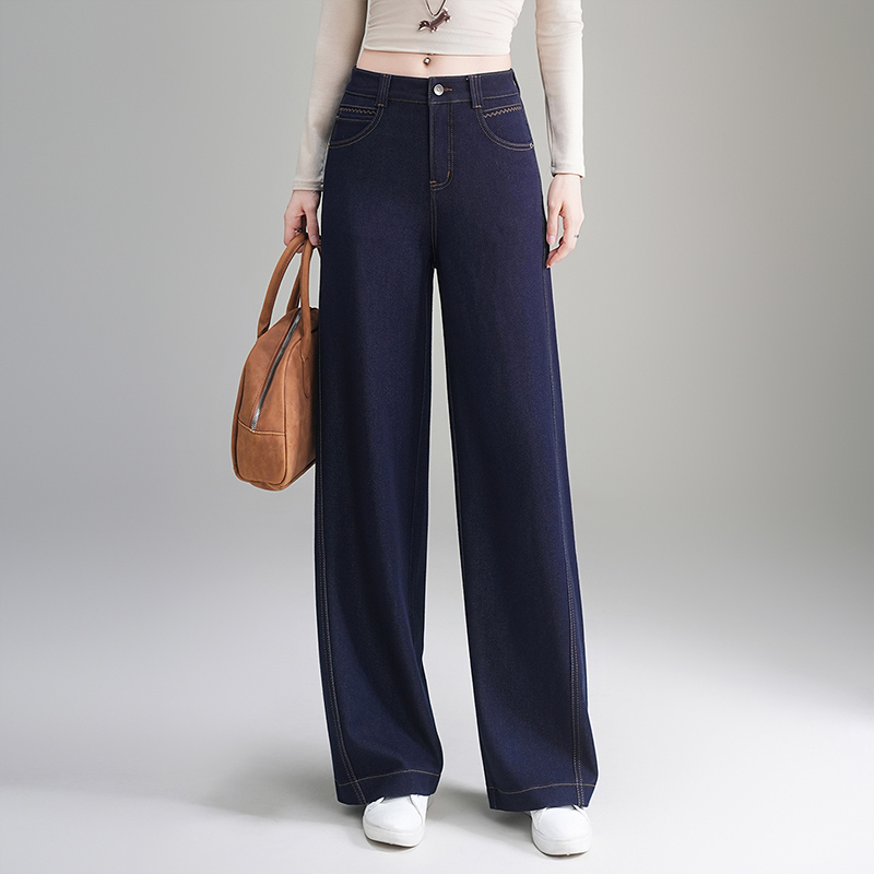 哥弟阿玛施正品秋季窄版牛仔直筒裤女2025新款垂感显瘦百搭阔腿裤