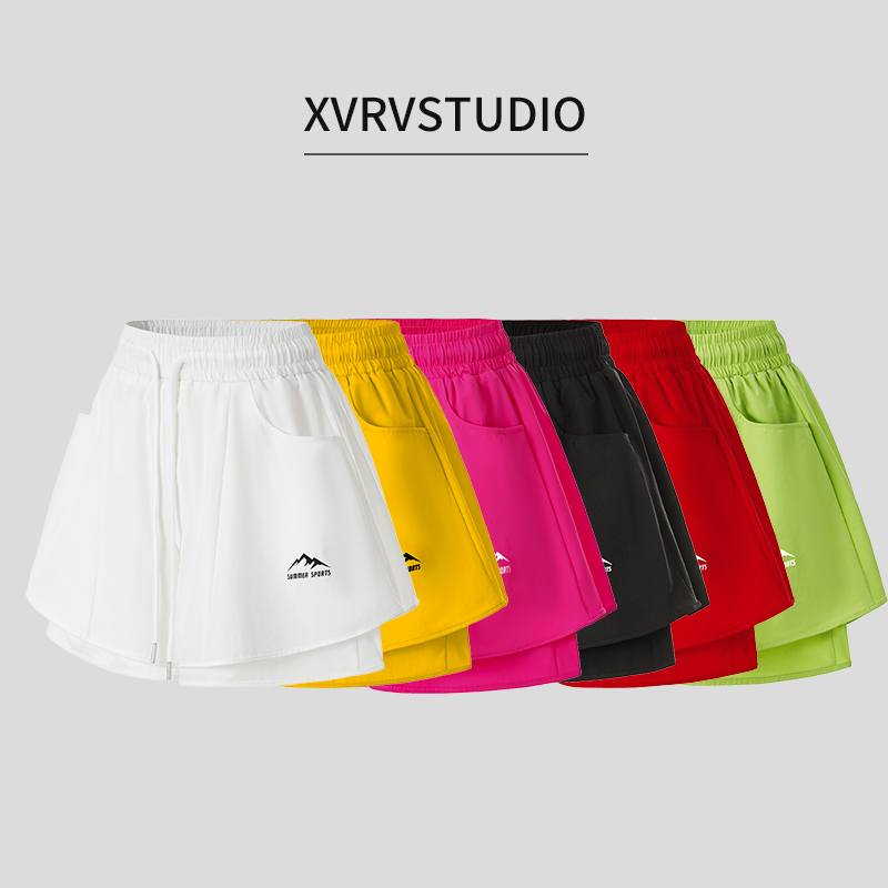 XVRV夏季新品薄款休闲裙裤女运动跑步健身防走光高腰显瘦