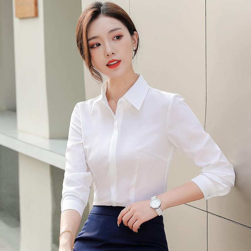 白色雪纺衬衫女春秋长袖2025新款上衣洋气通勤职业工作服衬衣套装