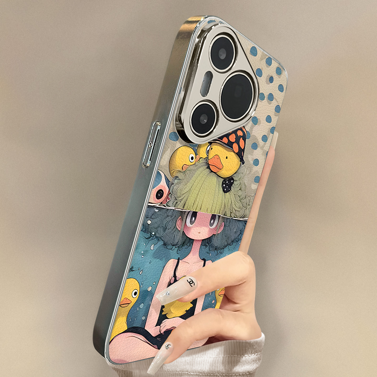 适用华为Pura80pro新款手机壳黄鸭女孩mate70pro全包防摔可爱卡通
