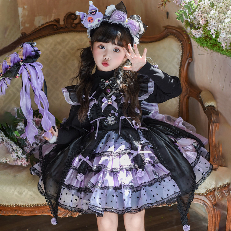 新款库洛米洛丽塔公主裙万圣节蓬蓬裙生日cos卡通女宝学院连衣裙