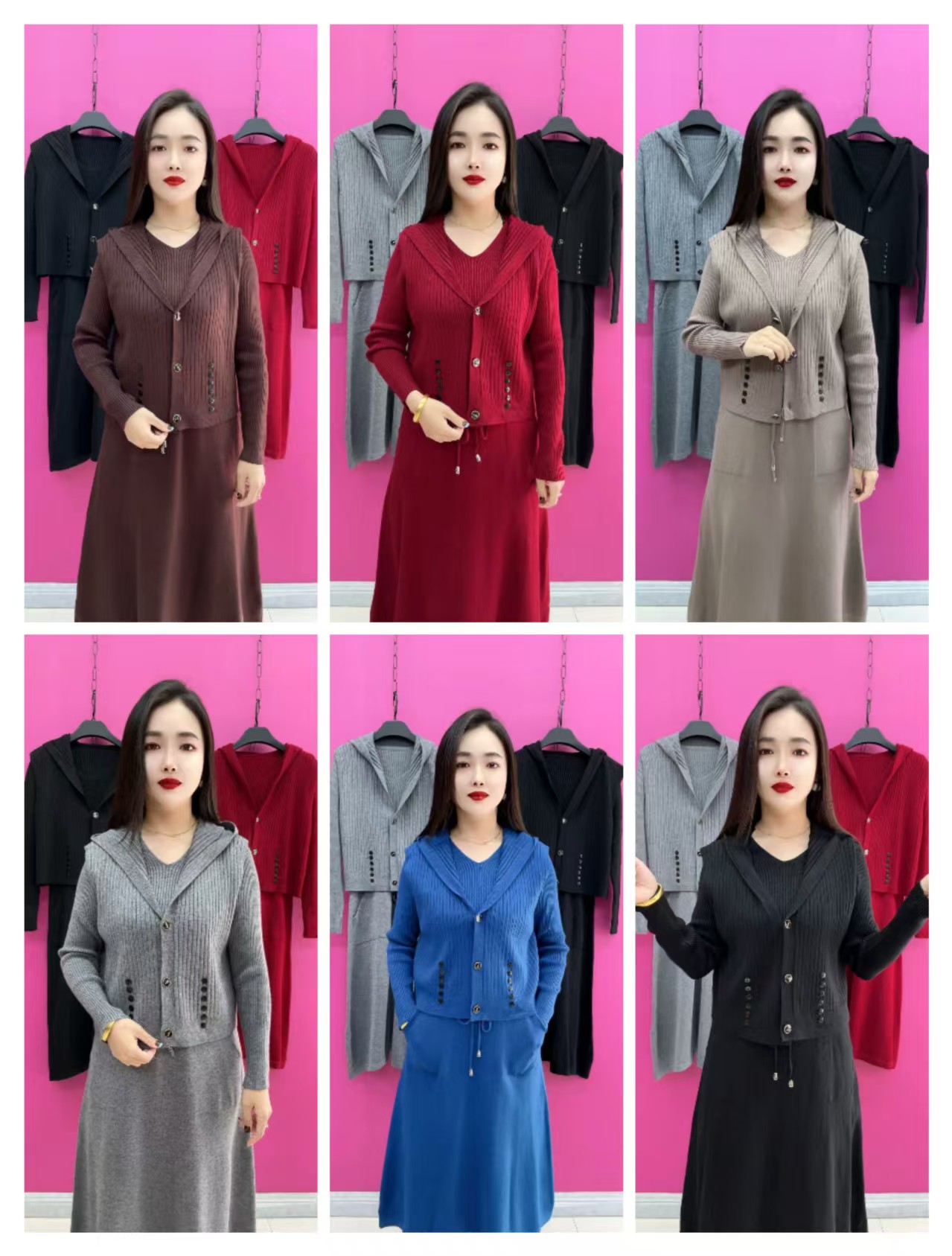 K135-220款针织真两件裙