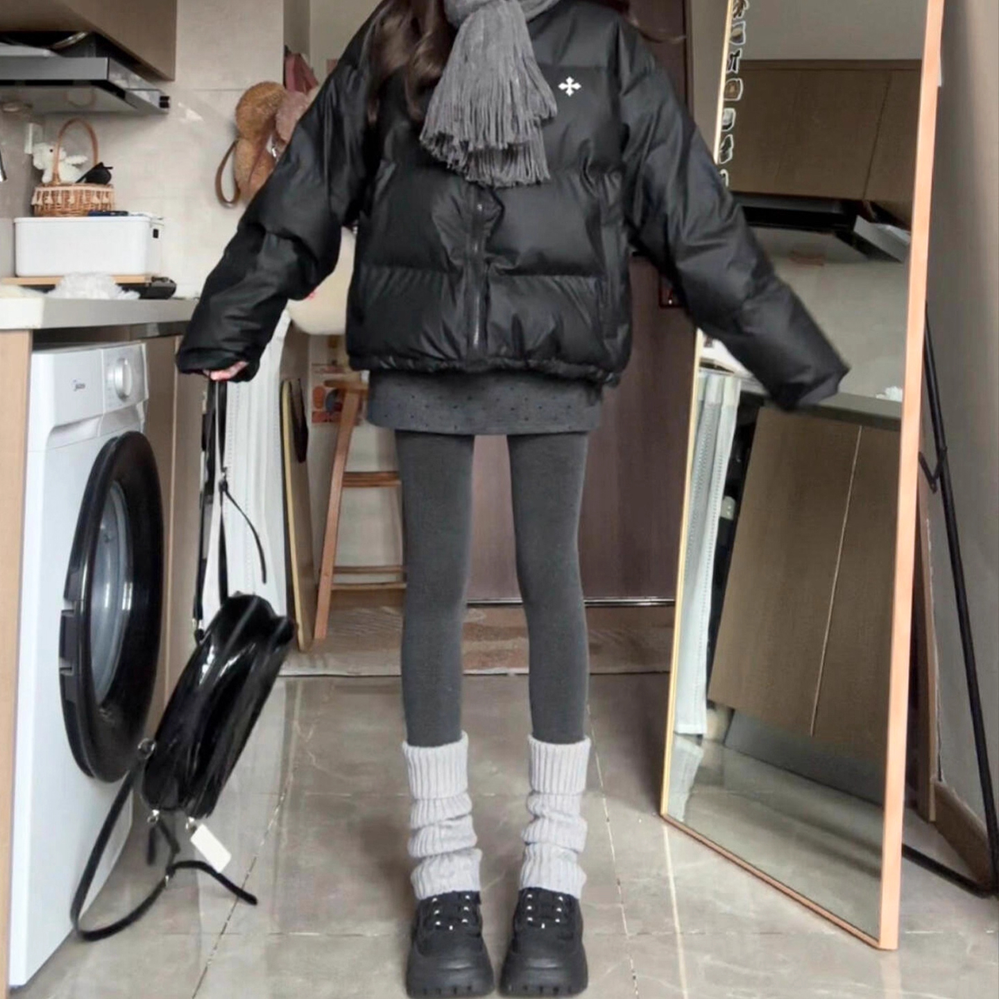 深灰色棉打底裤女秋冬2025新款修身秋裤配裙子外穿紧身加绒连裤袜