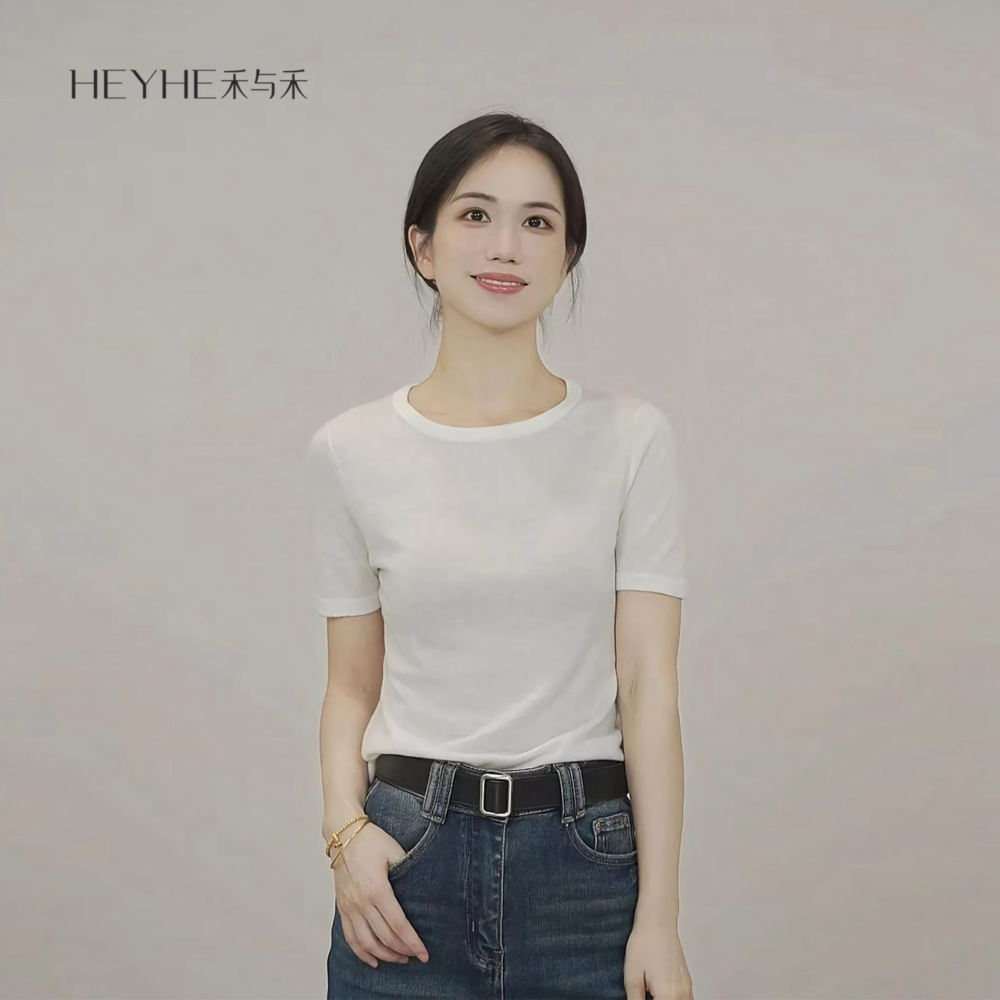 小禾【云柔T】夏季水溶羊毛舒适圆领百搭静奢风极简显瘦针织T恤上衣