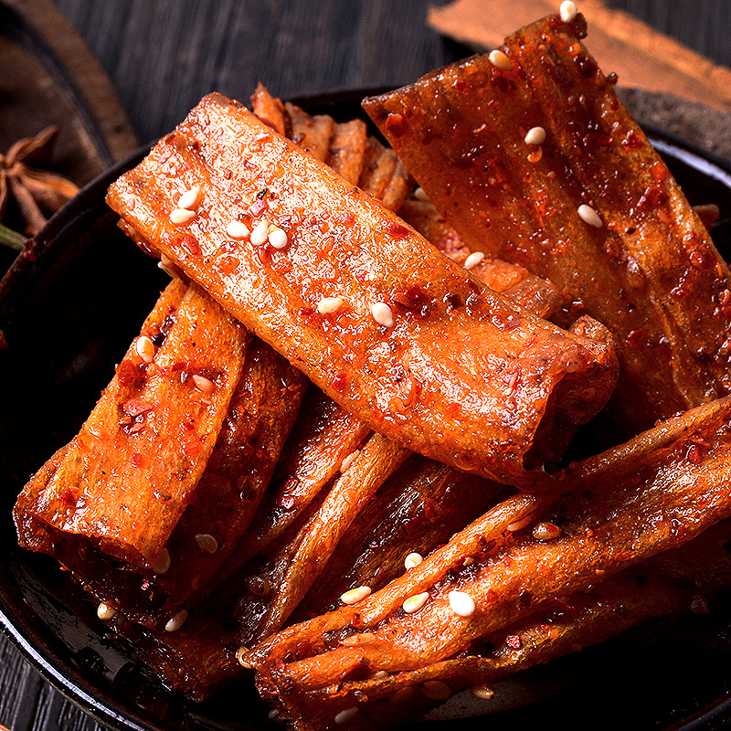 思乡山爆辣豆卷网红豆皮辣条湖南特产8090怀旧零食小卖部麻辣小吃