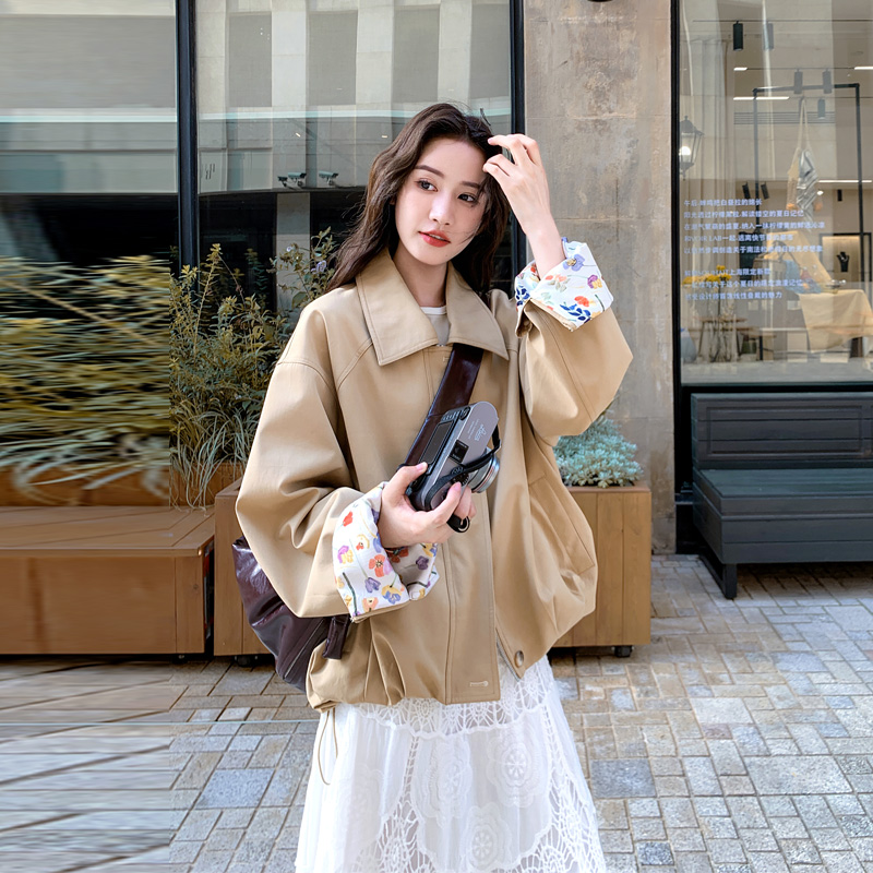 复古设计感短款外套2025春秋新款小众韩系ins休闲风撞色翻领夹克