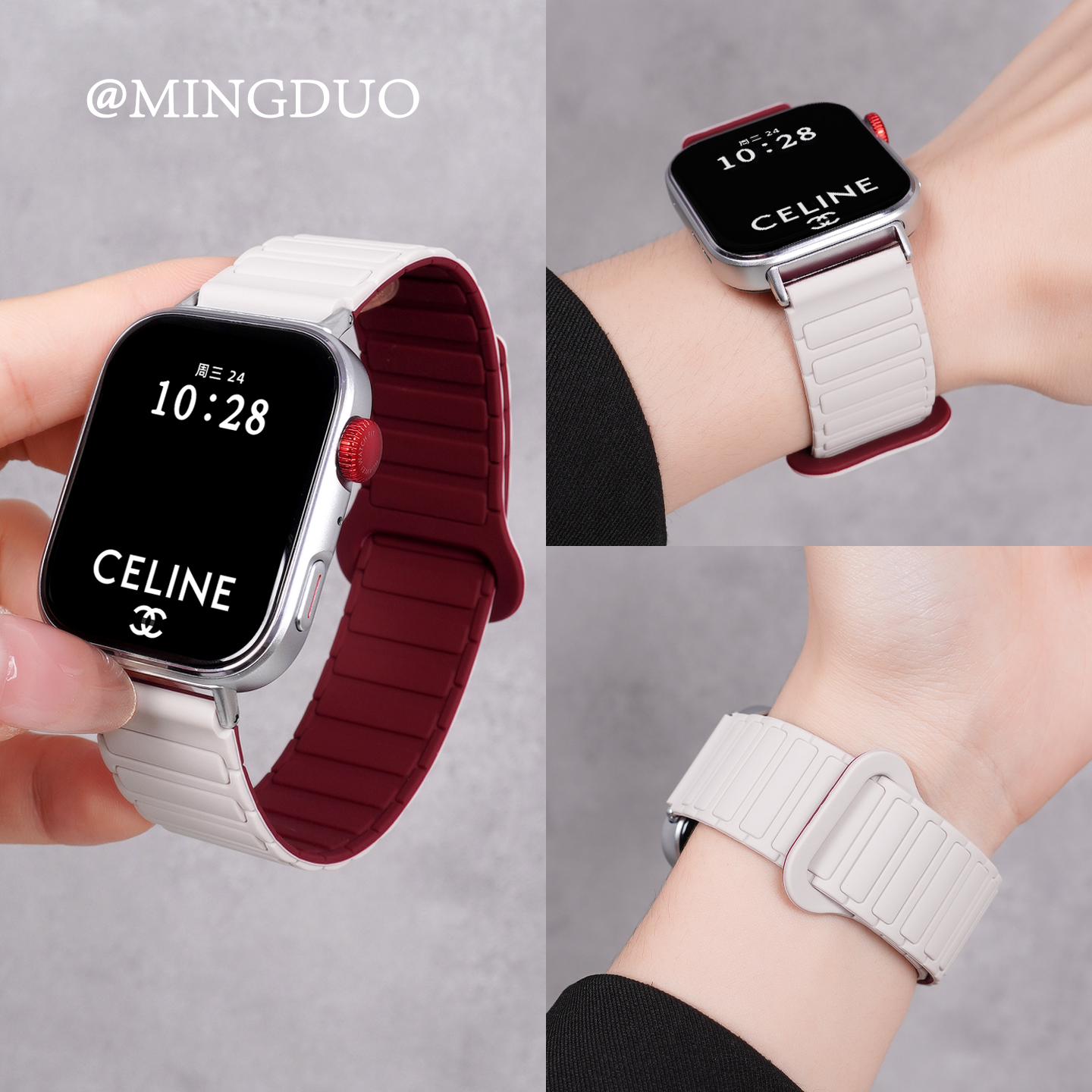 鸣铎适用华为fit4手表表带watchfit3/2磁吸硅胶FIT4pro运动腕带女