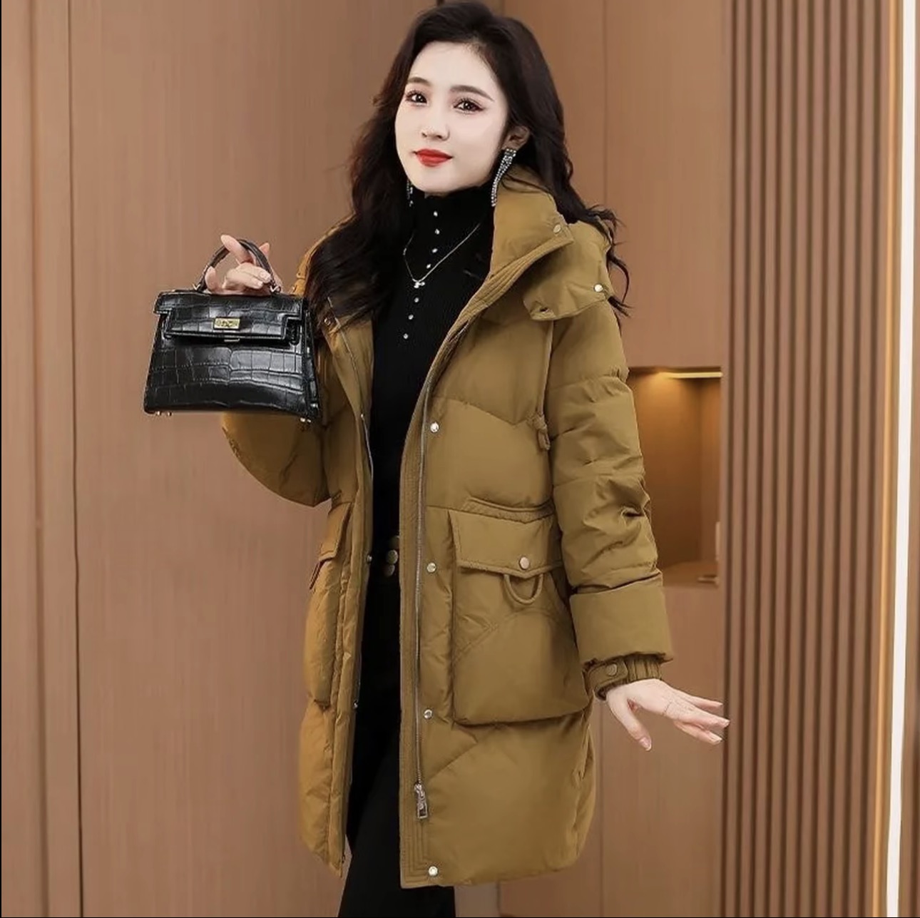 新款冬季常规中长款大码棉衣棉服气质女装休闲女士防寒外套妈妈装