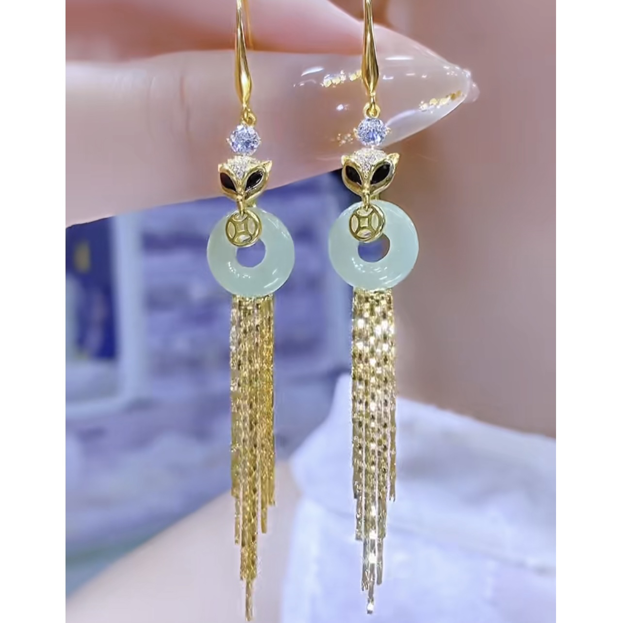 铜合金耳饰 新款轻奢【福在眼前】精致时尚优雅气质百搭耳环0425