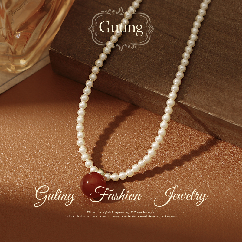 铜合金合成锆石吊坠 5774通透精品施家项链女精致高级珠珠颈链