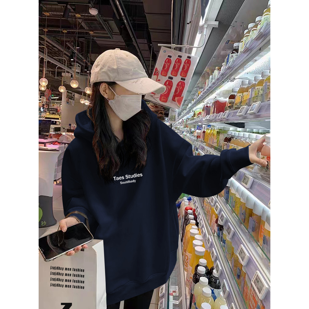 欧货大版连帽卫衣女2025年秋冬新款休闲百搭加绒加厚套头帽衫上衣